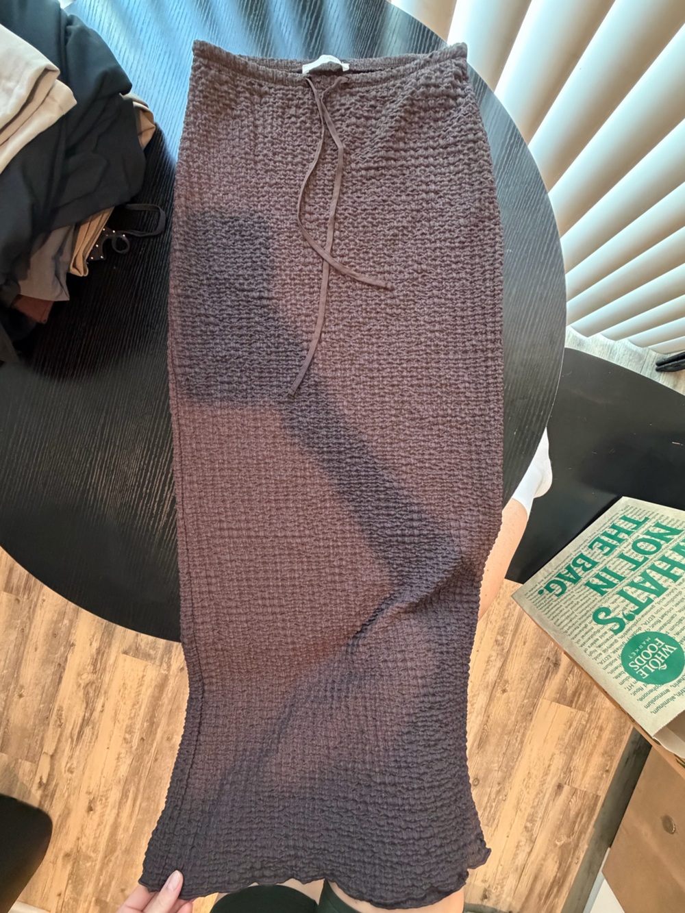 Zara Textured Knit Midi Skirt in Dark Brown